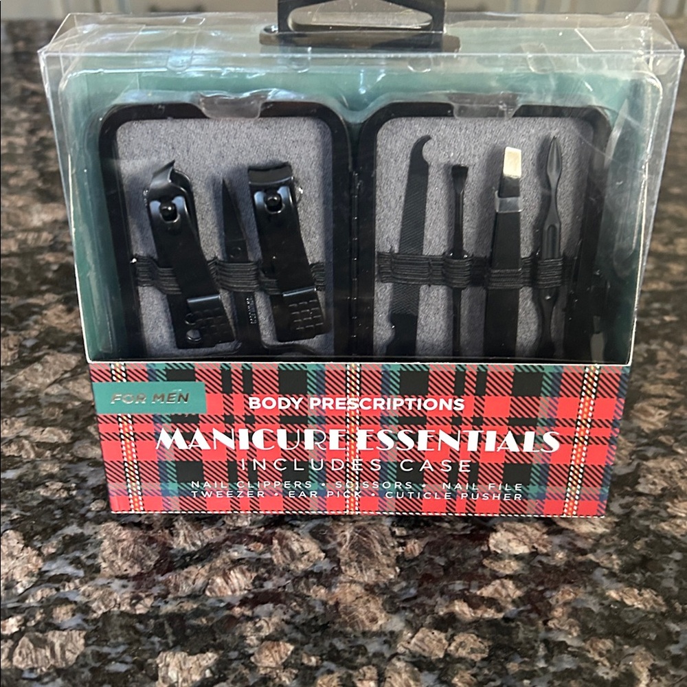 BODY PRESCRIPTIONS MENS 8 PC MANICURE ESSENTIALS INCLUDES CASE NWT